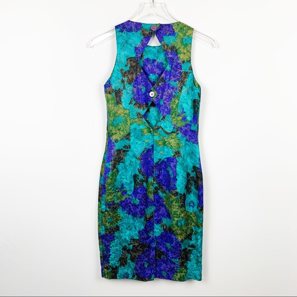 Gillian | Metallic Floral Silk Cutout Dress - Picture 4 of 7